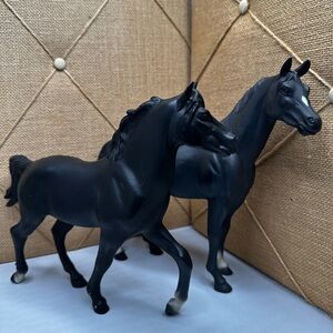 2 Vintage Blue Ribbon Ranch & Blue Box Black Stallion Model Horse Figurines